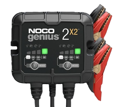 GENIUS2X2  6V/12V 2-Bank, 4-Amp (2-Amp Per Bank) Fully-Automatic Smart Charger