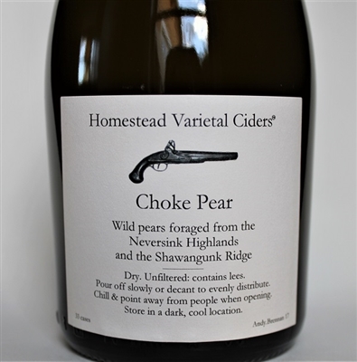 500ml bottle of Aaron Burr Homestead Varietal Cider Choke Pear Perry from Wurtsboro New York