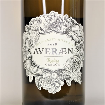 750ml bottle of 2018 Averaen Riesling from the Tunkalilla Vineyard of Eola-Amity Hills AVA in Willamette Valley Oregon