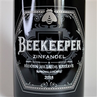 750ml bottle of 2018 Beekeeper Cellars Hidden Hillside Reserve Zinfandel from the Rockpile AVA of Sonoma County California