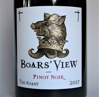 750 ml bottle of 2017 vintage Boars' View Pinot Noir by Schrader Cellars from the Sonoma Coast of California