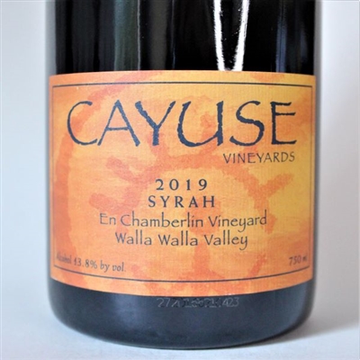 750ml bottle of 2019 Cayuse En Chamberlin Vineyard Syrah from the Walla Walla Valley of Washington State