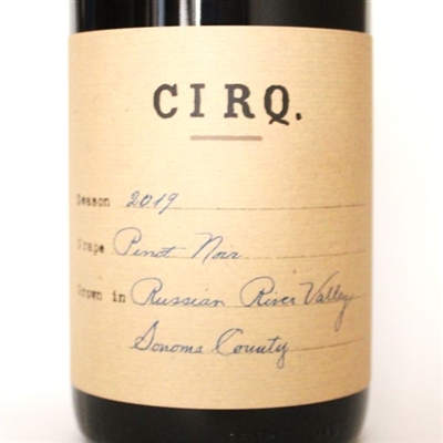 750ml bottle of 2019 CIRQ Pinot Noir from the Russian River Valley of Sonoma County California