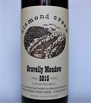 750ml bottle of 2015 Diamond Creek Vineyards Gravelly Meadow Cabernet Sauvignon from the Diamond Mountain AVA of Napa Valley California