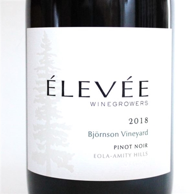 750ml bottle of 2018 Elevee Winegrowers Pinot Noir from the Bjornson Vineyard of the Eola-Amity Hills AVA in the Willamette Valley of Oregon