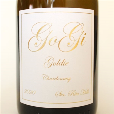 750ml bottle of 2020 GoGi Wines Goldie Chardonnay from the John Sebastiano Vineyard in the Sta. Rita Hills of Santa Barbara County California