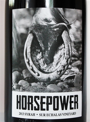 750ml bottle of 2013 Horsepower Syrah from the Sur Echalas Vineyard in Walla Walla Valley of Washington State