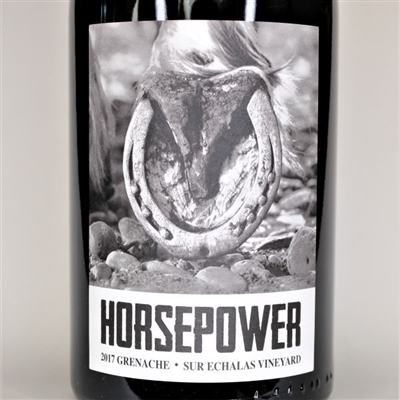 750ml bottle of 2017 Horsepower Grenache from the Sur Echalas Vineyard in Walla Walla Valley of Washington State