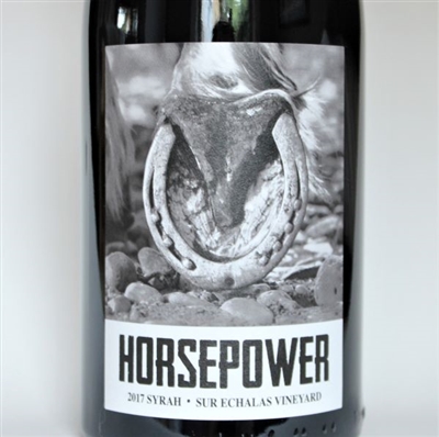 750ml bottle of 2017 Horsepower Syrah from Sur Echalas Vineyard in Walla Walla Valley of Washington State