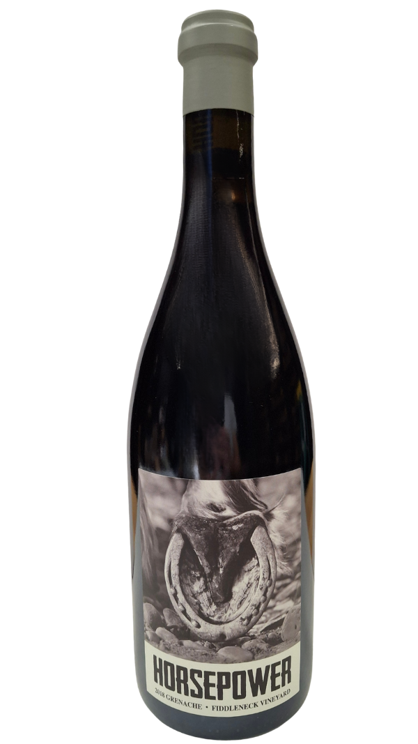 750ml bottle of 2018 Horsepower Grenache Fiddleneck Vineyard in Walla Walla Valley of Washington State
