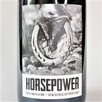 750ml bottle of 2018 Horsepower Grenache from the Sur Echalas Vineyard in Walla Walla Valley of Washington State
