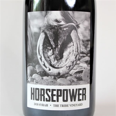 750ml bottle of 2018 Horsepower Syrah from The Tribe Vineyard in Walla Walla Valley of Washington State