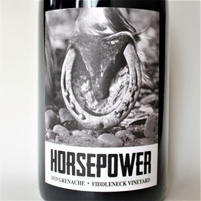 750ml bottle of 2019 Horsepower Grenache Fiddleneck Vineyard in Walla Walla Valley of Washington State