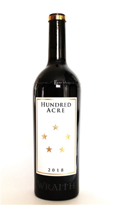 750ml bottle of 2018 Hundred Acre Cabernet Sauvignon Wraith from the Ark Vineyard and Kayli Morgan Vineyard of Napa Valley California