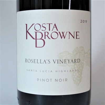 750 ml bottle of Kosta Browne Pinot Noir from the Rosella's Vineyard in the Santa Lucia Highlands AVA of Monterey County California