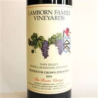 750ml bottle of 2018 Lamborn Family Vineyards Zinfandel The Roots Vineyard from Howell Mountain of Napa Valley California