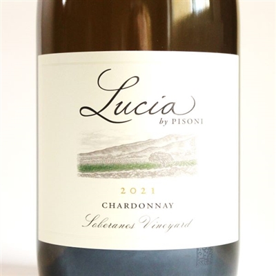 750 ml bottle of 2021 Lucia by Pisoni Soberanes Vineyard Chardonnay from the Santa Lucia Highlands AVA of Monterey County California