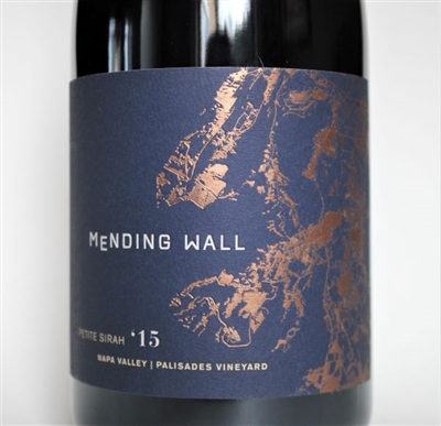 750ml bottle of 2015 Mending Wall Palisades Petite Sirah from the Calistoga AVA of Napa Valley California