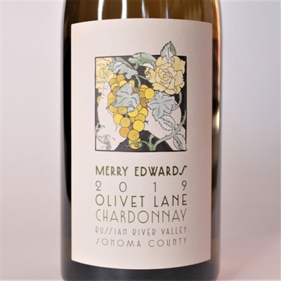 750ml bottle of 2019 Merry Edwards Chardonnay Olivet Lane Vineyard from the Russian River Valley AVA of Sonoma County California