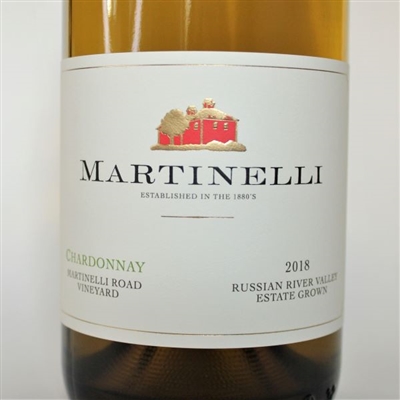 750 ml bottle of Martinelli Family Chardonnay white wine from the Martinelli Road Vineyard in the Russian River Valley of Sonoma County California