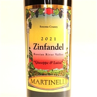 750 ml bottle of Martinelli Giuseppe & Luisa Zinfandel red wine from Russian River Valley Sonoma California