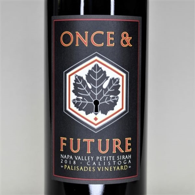 750ml bottle of 2018 Once and Future Palisades Vineyard Petite Sirah from the Calistoga AVA of Napa Valley California
