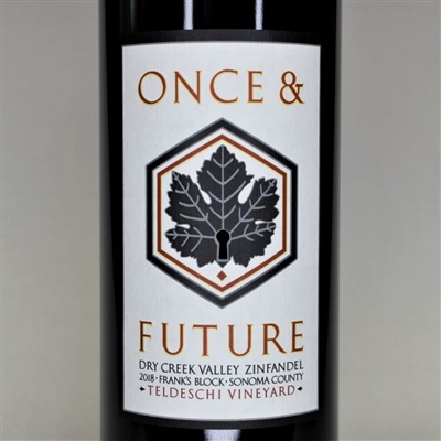 750ml bottle of 2018 Once and Future Teldeschi Vineyard Frank's Block Zinfandel from the Dry Creek Valley AVA of Sonoma County California