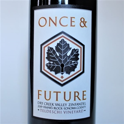 750ml bottle of 2019 Once and Future Teldeschi Vineyard Frank's Block Zinfandel from the Dry Creek Valley AVA of Sonoma County California