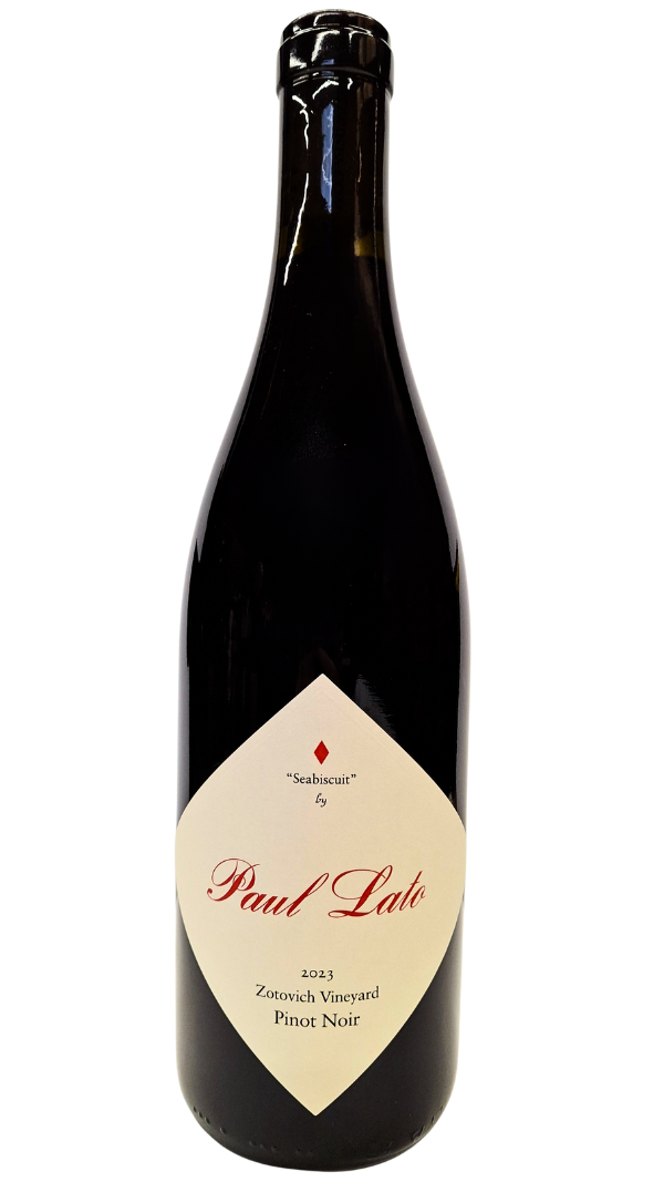 750ml bottle of 2023 Paul Lato Seabiscuit Pinot Noir from the Zotovich Vineyard in the Sta. Rita Hills AVA of Santa Barbara County California