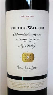 750 ml bottle of Pulido Walker Melanson Vineyard Cabernet Sauvignon from Pritchard Hill in the St Helena AVA of Napa Valley California