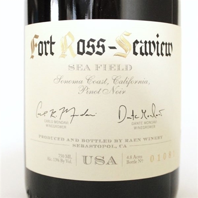 750ml bottle of 2020 Raen Pinot Noir Sea Field from the Fort Ross-Seaview AVA on the Sonoma Coast of California USA