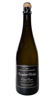 750ml bottle of 2020 Raptor Ridge Estate Cuvee Blanc de Noirs Brut Sparkling Wine from the Chehalem Mountains AVA of Willamette Valley Oregon