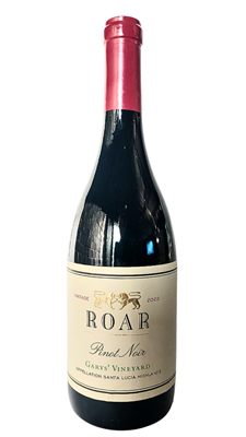 750ml bottle of 2022 Roar Wines Pinot Noir from Garys' Vineyard of the Santa Lucia Highlands AVA in Monterey County California