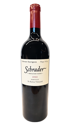 750 ml bottle of 2022 Schrader Cellars Monastery Block Beckstoffer To Kalon Vineyard Cabernet Sauvignon from Napa Valley in California