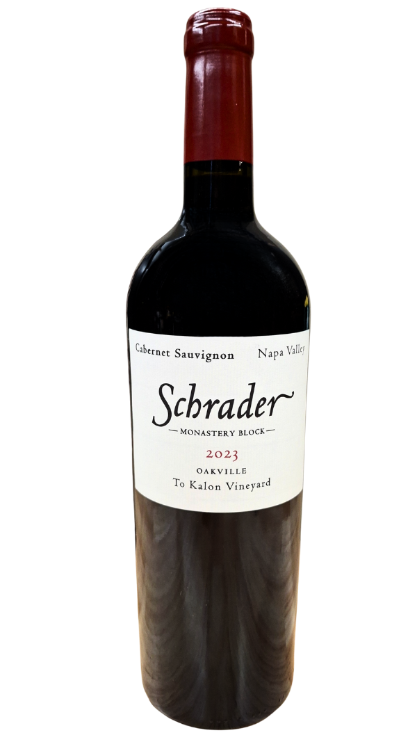 750 ml bottle of 2023 Schrader Cellars Monastery Block Beckstoffer To Kalon Vineyard Cabernet Sauvignon from Napa Valley in California