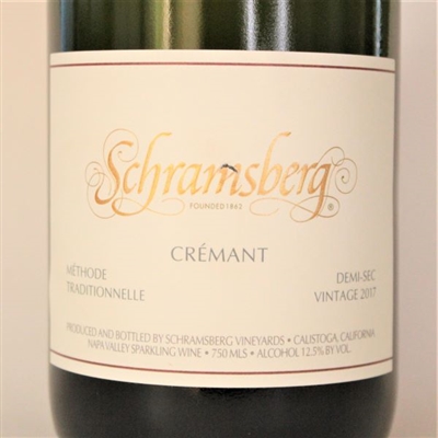 750ml bottle of 2017 Schramsberg CrÃ©mant Demi-Sec sparkling wine from the Napa Valley of California