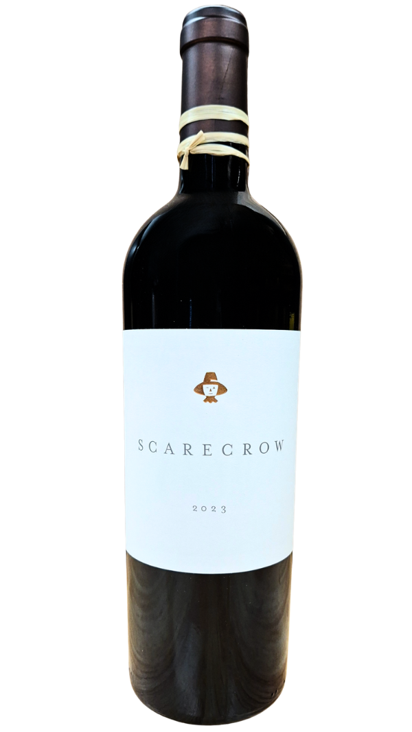 750ml bottle of 2023 Scarecrow Cabernet Sauvignon from the J.J. Cohn Vineyard of Rutherford in Napa Valley California. A 100 point wine by winemaker Celia Welch