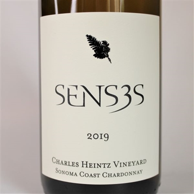 750ml bottle of 2019 Senses Chardonnay from the Charles Heintz vineyard on the Sonoma Coast of California