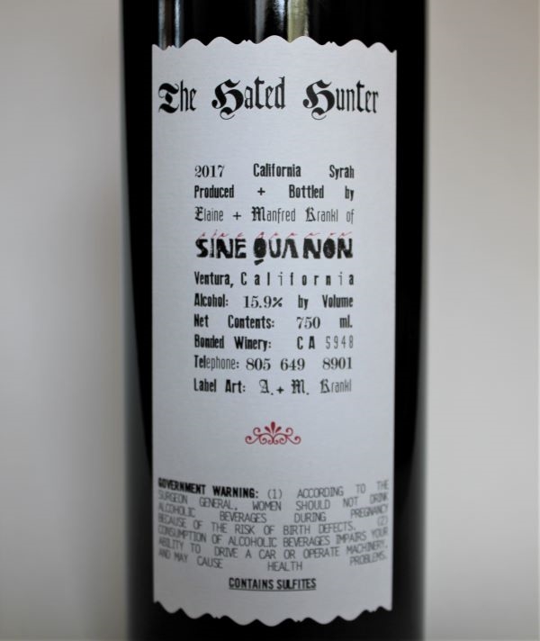 SINE QUA NON 2017 The Hated Hunter Syrah | FINE WINE ONLINE at Falling  Bright Wine Merchants