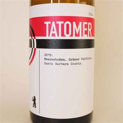 750ml bottle of 2019 Tatomer Gruner Veltliner Meeresboden from Santa Barbara County California USA