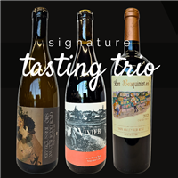 Three 750ml bottles of wine for $98 on the Signature Tasting Trio including Jolie-Laide Trousseau Gris Vivier Pinot Noir and Les Bouquinistes Chapter 7 by Coup de Foudre