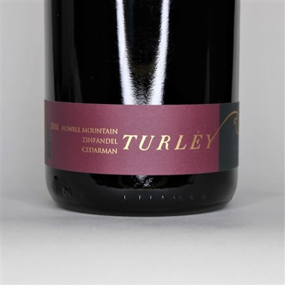 750ml bottle of 2018 Turley Cedarman Zinfandel from Howell Mountain AVA of Napa Valley California