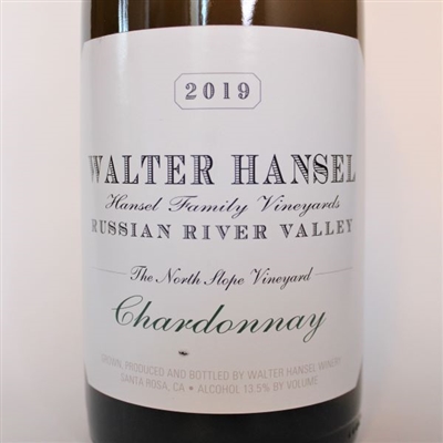 750 ml bottle of Walter Hansel Chardonnay The North Slope Russian River Valley Sonoma California white wine