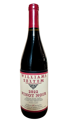 750 ml bottle of Williams Selyem Pinot Noir Calegari Vineyard Russian River Valley California red wine 2022