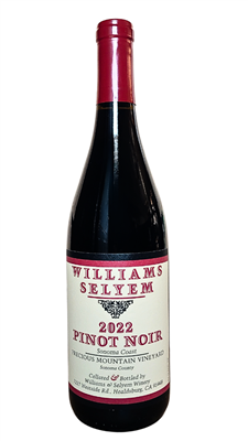 750 ml bottle of Williams Selyem Pinot Noir Precious Mountain Vineyard Sonoma Coast California red wine 2022