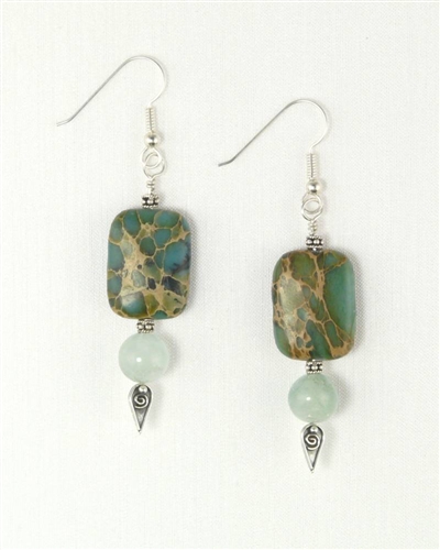 Made in Kauai, Aqua Terra Treasure Earrings I Aqua Terra Jasper, African Jade, Sterling Silver