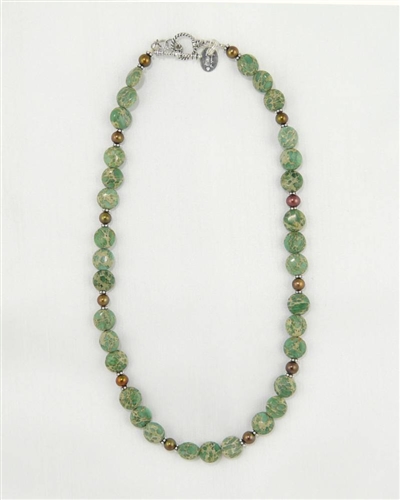 Made In Kauai, Aqua Terra Necklace Composed Of Aqua Terra Jasper Gems, Chocolate Pearls, Sterling Silver