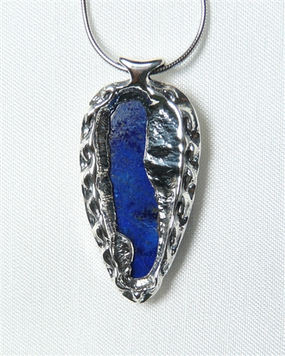 Donner Lake, California, Jewel of Donner Pendant, Natural Blue Lapis Lazuli Gemstone, Solid Sterling Silver, Original Signed Sculpture By Thresh