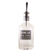 Jewel Top Oil & Vinegar Bottle Clear Glass includes a pourer and a greek key pattern