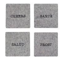 Cheers Wool Coaster Light Gray set of 4